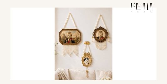 Petit Pets real custom royal pet portrait frame styles shown as vintage personalized pet wall art gifts.