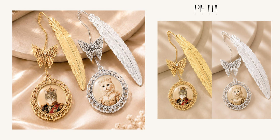 Petit Pets gold vs silver custom pet photo bookmark guide using real personalized bookmark product photos.