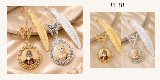 Petit Pets gold vs silver custom pet photo bookmark guide using real personalized bookmark product photos.