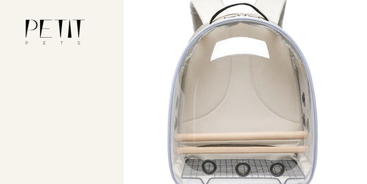 Real Petit Pets large bird backpack carrier for calm supervised travel preparation.