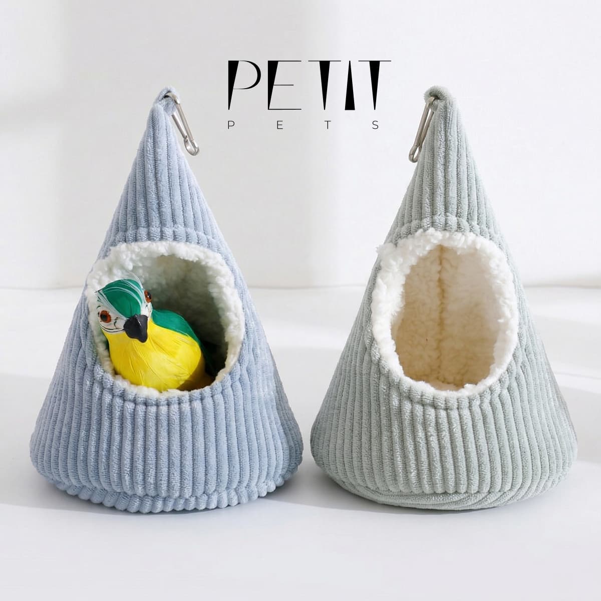 Velvet corduroy bird hut cozy parrot hideout - Petit Pets