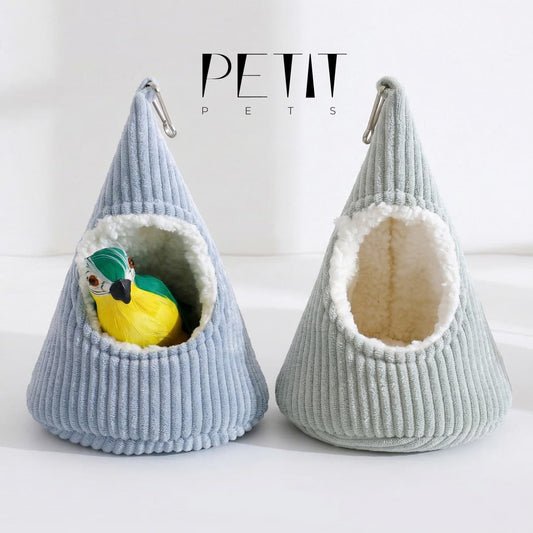 Velvet corduroy bird hut cozy parrot hideout - Petit Pets