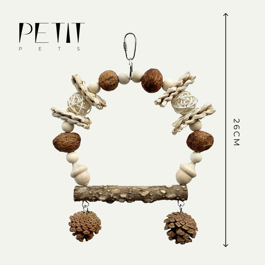 The Botanical Nut Wreath | Natural Wood Bird Swing