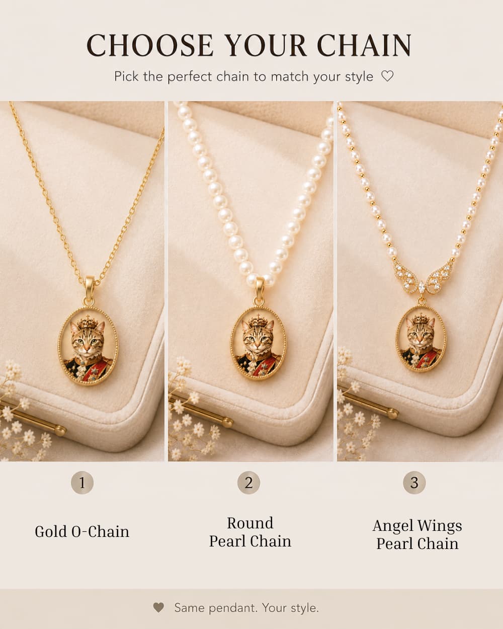 Custom Pet Photo Necklace | 3 Chain Styles Petit Pets